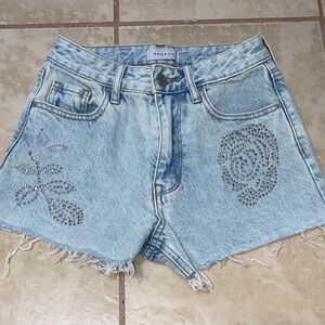 PacSun Light Wash Jean Shorts with Stud Accents